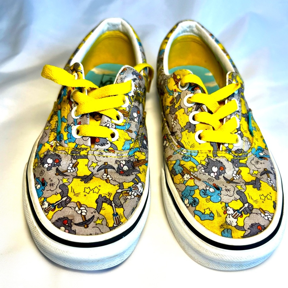 Vans Yellow and Gray Cartoon Sneakers